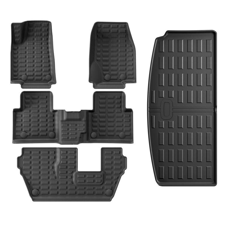 Gtdtixc Auto Interieur Zubehör Für Jeep Für Grand Für Cherokee L (7Seat) 2021-2024 3D-Auto-Fußmatten Cargo Liner Trunk Pad Linkslenker Interieurleisten Zubehör(7SEAT 5PPiece) von Gtdtixc