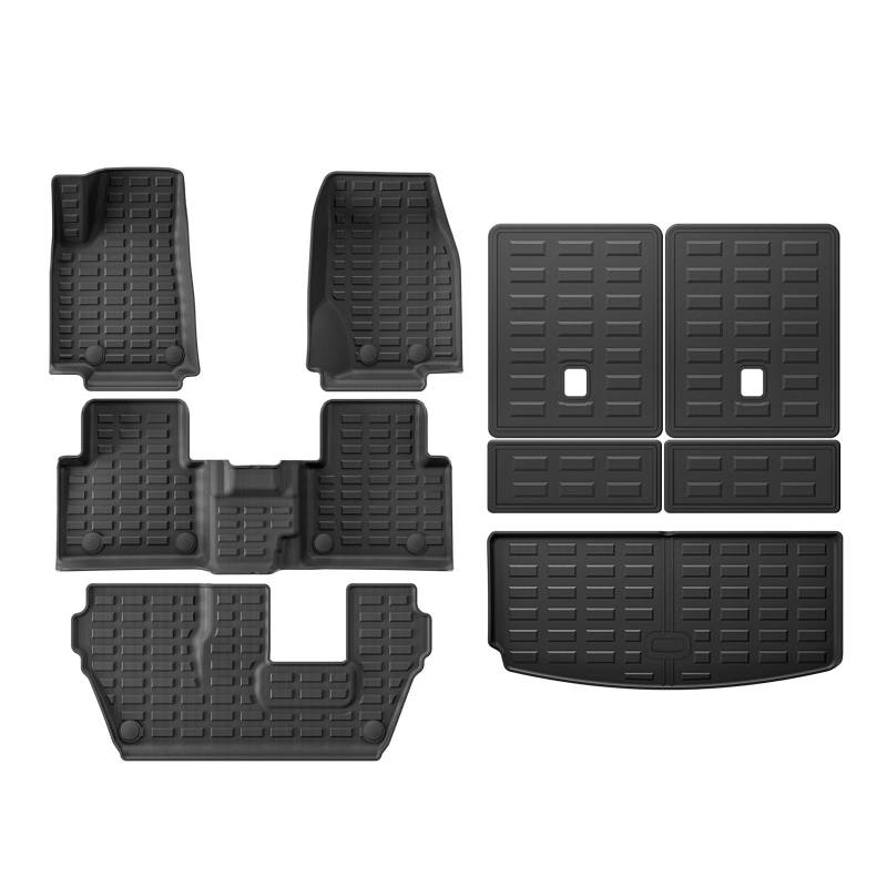 Gtdtixc Auto Interieur Zubehör Für Jeep Für Grand Für Cherokee L (7Seat) 2021-2024 3D-Auto-Fußmatten Cargo Liner Trunk Pad Linkslenker Interieurleisten Zubehör(7SEAT 6Piece) von Gtdtixc