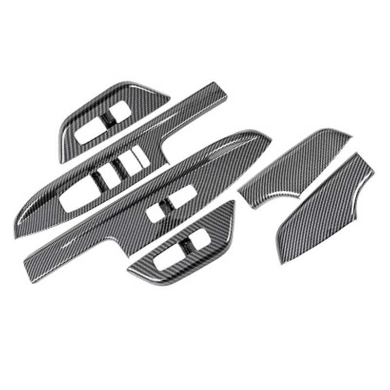 Gtdtixc Auto Interieur Zubehör Für Kia Für Carnival Für Sedona KA4 2020 2021 2022 2023 Autofensterglas-Lift-Taste Schalterabdeckung Fensterheber-Panel Interieurleisten Zubehör(6Piece Carbon Fiber) von Gtdtixc