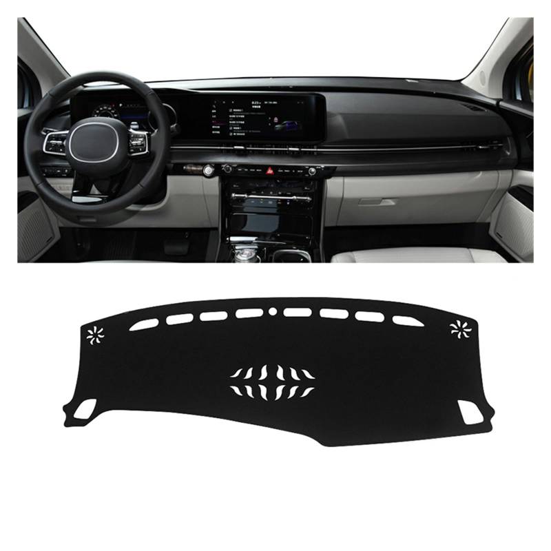 Gtdtixc Auto Interieur Zubehör Für Kia Für Carnival KA4 2020 2021 2022 2023 2024 Auto-Armaturenbrett-Abdeckung Vermeiden Sie Lichtmatte Anti-UV-Rutsch-Pad Interieurleisten Zubehör(A Black Side LHD) von Gtdtixc