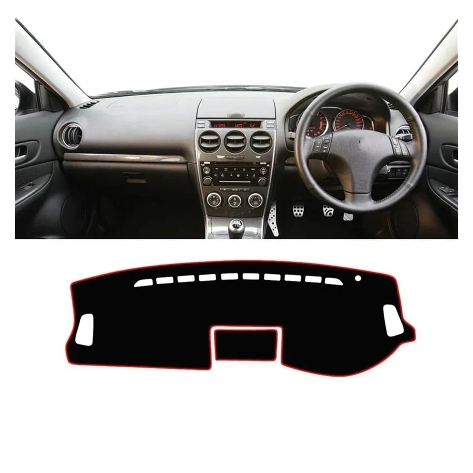 Gtdtixc Auto Interieur Zubehör Für Mazda 6 GG 2002 2003 2004 2005 2006 2007 Auto Armaturenbrett Abdeckung Dash Matte Sonnenschutz Anti-Uv Anti-Rutsch-Pad Interieurleisten Zubehör(A RHD Red Side) von Gtdtixc