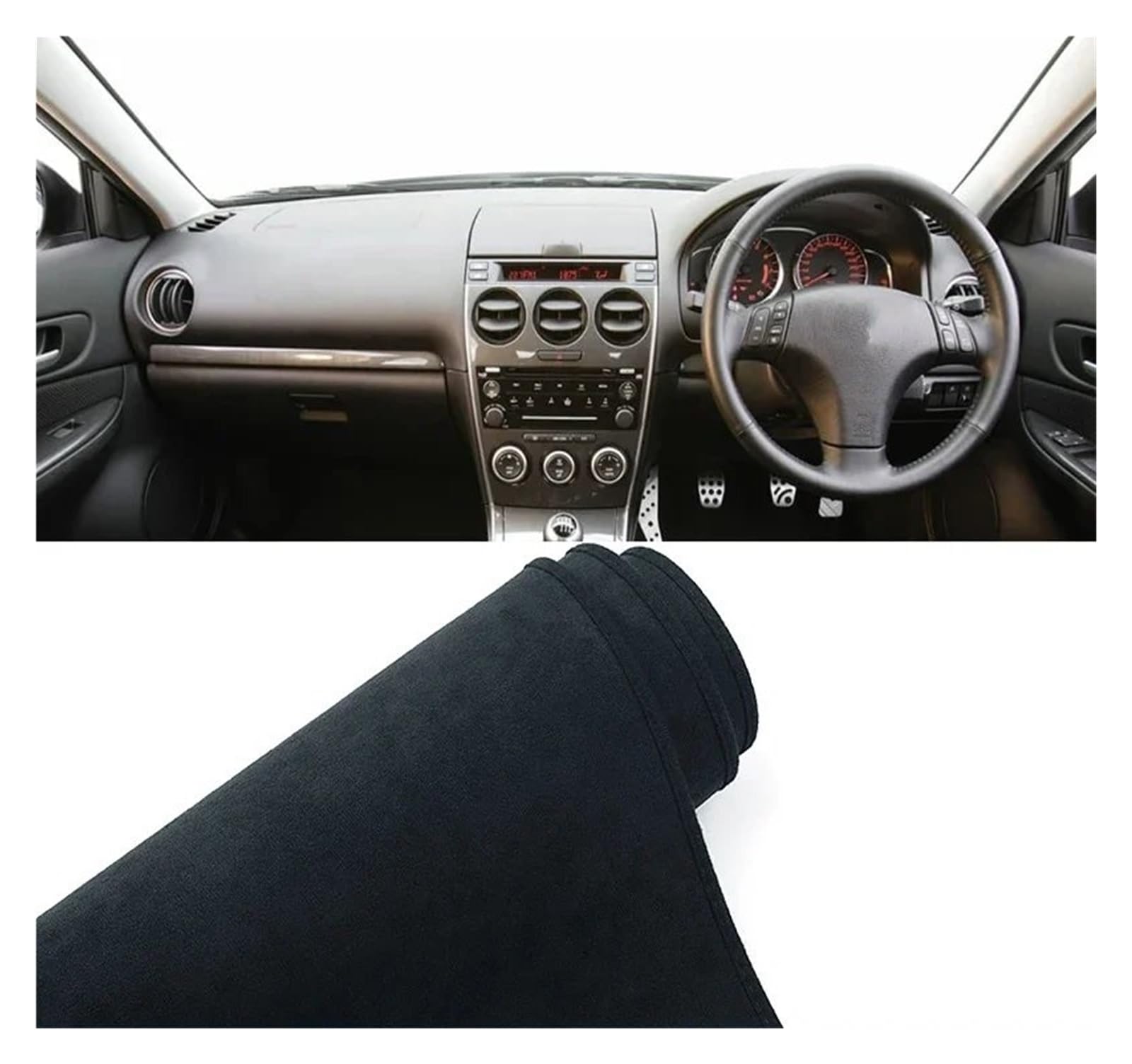 Gtdtixc Auto Interieur Zubehör Für Mazda 6 GG 2002 2003 2004 2005 2006 2007 Auto Armaturenbrett Abdeckung Dash Matte Sonnenschutz Anti-Uv Anti-Rutsch-Pad Interieurleisten Zubehör(B RHD Black) von Gtdtixc