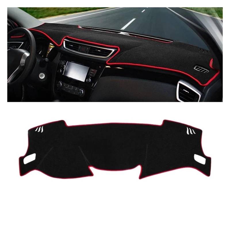Gtdtixc Auto Interieur Zubehör Für Nissan Für Qashqai J11 2014-2020 Auto Armaturenbrett Abdeckung Dash Matte Sonnenschutz rutschfeste Unterlage Interieurleisten Zubehör(A LHD Red Side) von Gtdtixc