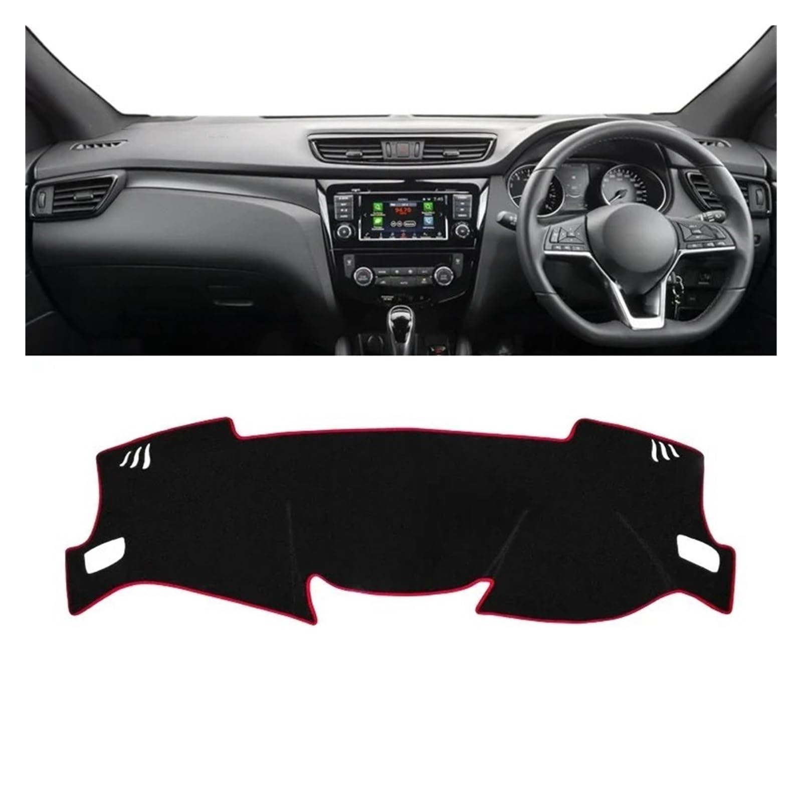 Gtdtixc Auto Interieur Zubehör Für Nissan Für Qashqai J11 2014-2020 Auto Armaturenbrett Abdeckung Dash Matte Sonnenschutz rutschfeste Unterlage Interieurleisten Zubehör(A RHD Red Side) von Gtdtixc