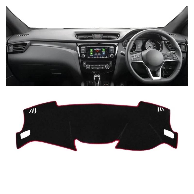 Gtdtixc Auto Interieur Zubehör Für Nissan Für Qashqai J11 2014-2020 Auto Armaturenbrett Abdeckung Dash Matte Sonnenschutz rutschfeste Unterlage Interieurleisten Zubehör(A RHD Red Side) von Gtdtixc