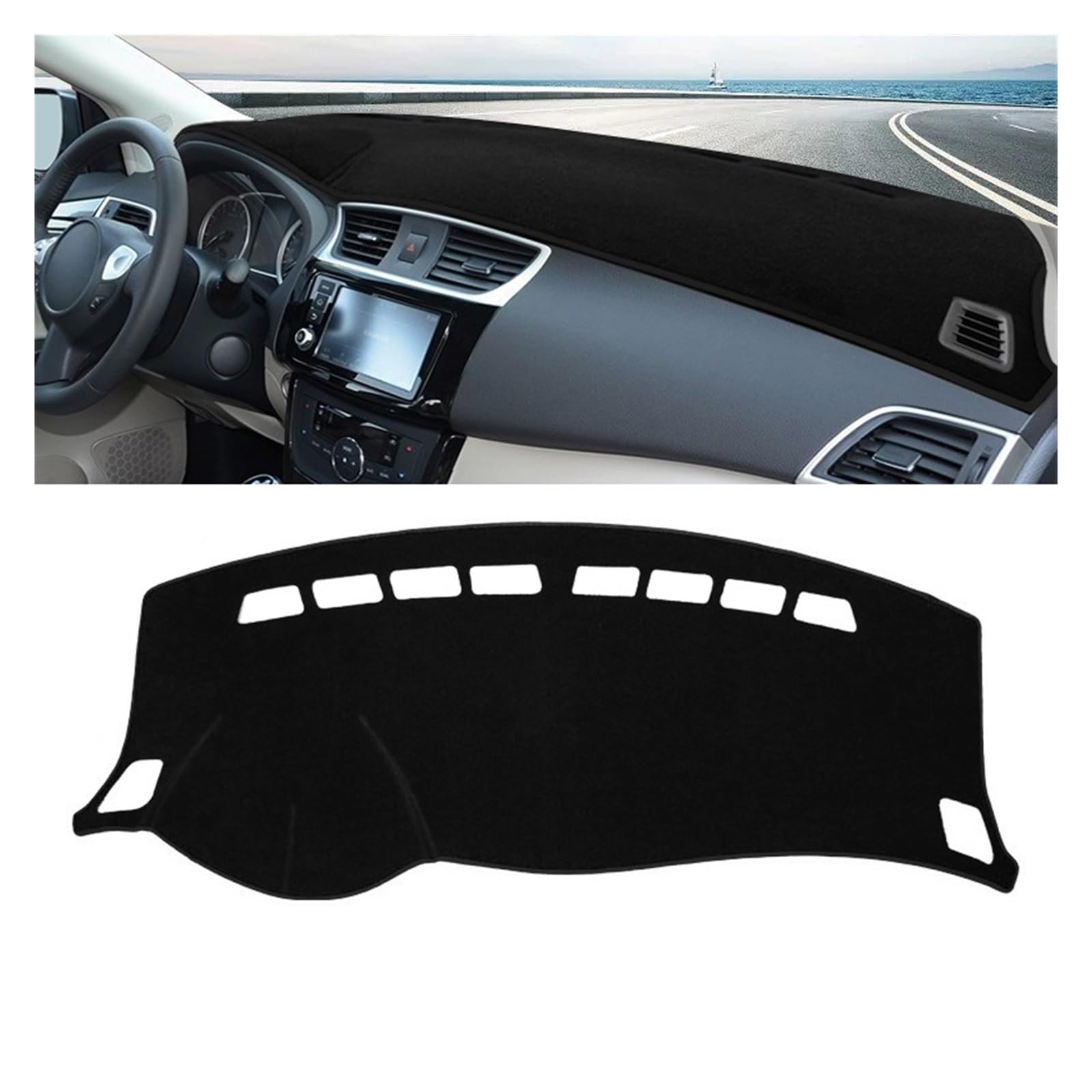 Gtdtixc Auto Interieur Zubehör Für Nissan Für Sentra B17 Für Sylphy 2013-2019 Auto-Armaturenbrett-Abdeckungsmatte rutschfeste Instrumententeppiche Interieurleisten Zubehör(A LHD Black Side) von Gtdtixc