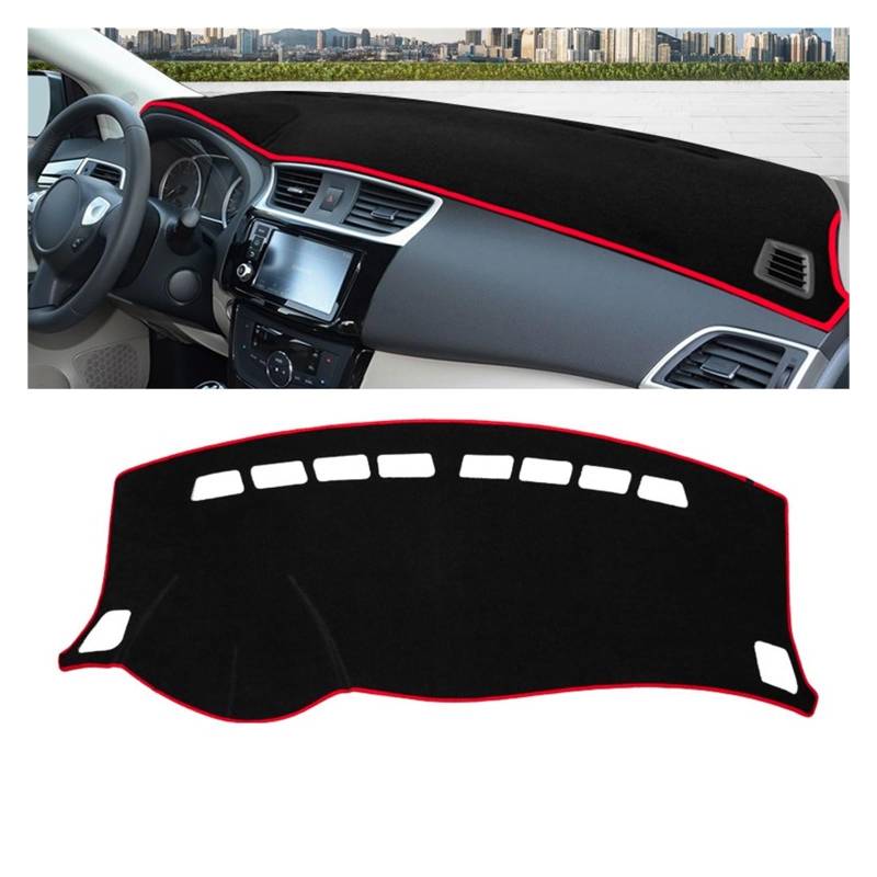 Gtdtixc Auto Interieur Zubehör Für Nissan Für Sentra B17 Für Sylphy 2013-2019 Auto-Armaturenbrett-Abdeckungsmatte rutschfeste Instrumententeppiche Interieurleisten Zubehör(A LHD Red Side) von Gtdtixc