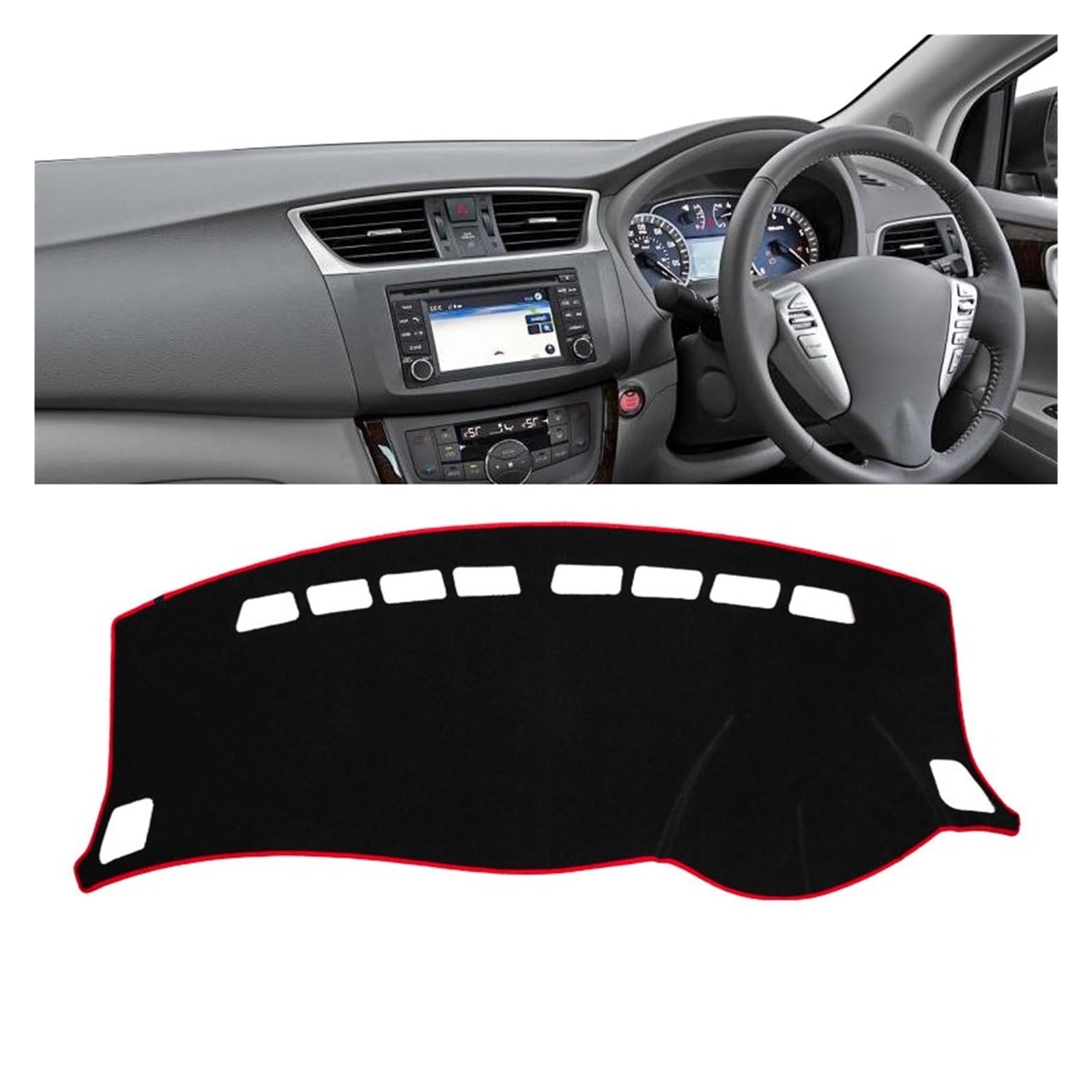 Gtdtixc Auto Interieur Zubehör Für Nissan Für Sentra B17 Für Sylphy 2013-2019 Auto-Armaturenbrett-Abdeckungsmatte rutschfeste Instrumententeppiche Interieurleisten Zubehör(A RHD Red Side) von Gtdtixc