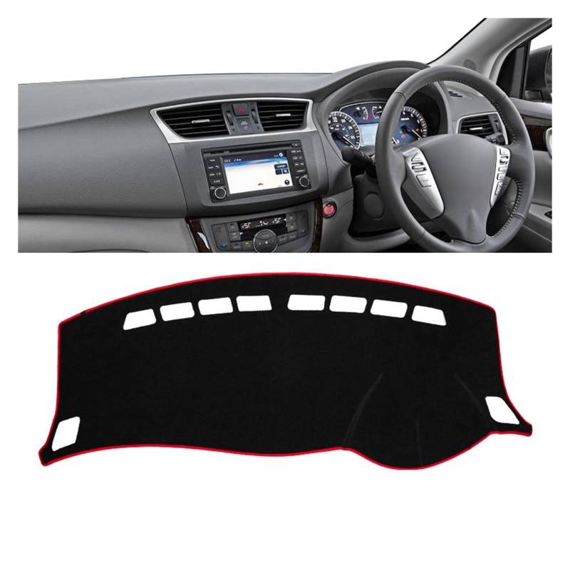 Gtdtixc Auto Interieur Zubehör Für Nissan Für Sentra B17 Für Sylphy 2013-2019 Auto-Armaturenbrett-Abdeckungsmatte rutschfeste Instrumententeppiche Interieurleisten Zubehör(A RHD Red Side) von Gtdtixc