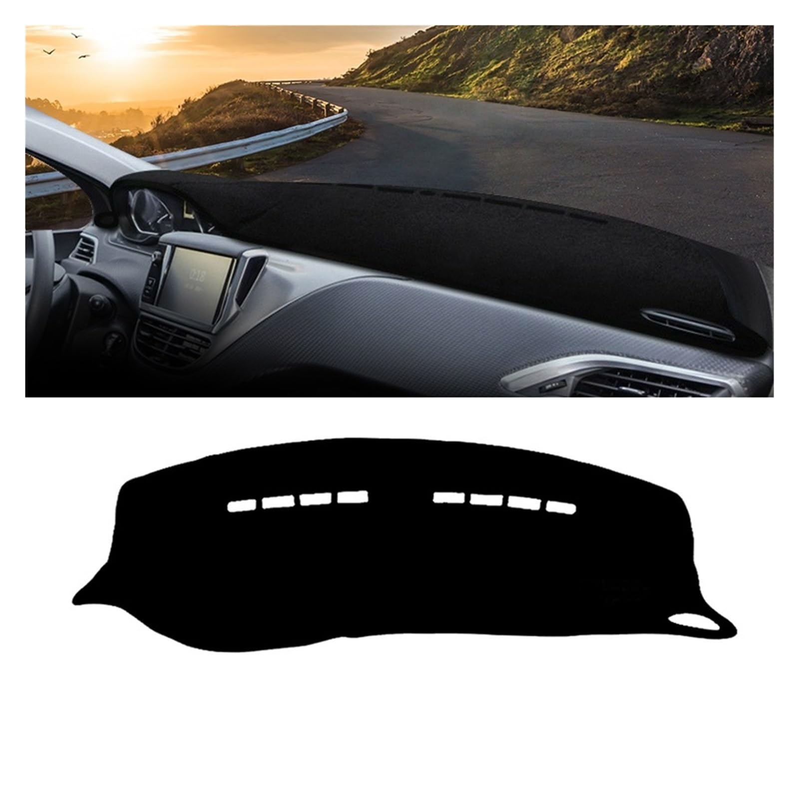 Gtdtixc Auto Interieur Zubehör Für Peugeot 2008 2013 2014 2015 2016 2017 2018 Auto Armaturenbrett Abdeckung Dash Matte Sonnenschutz rutschfeste Pad Interieurleisten Zubehör(A Black Side LHD) von Gtdtixc