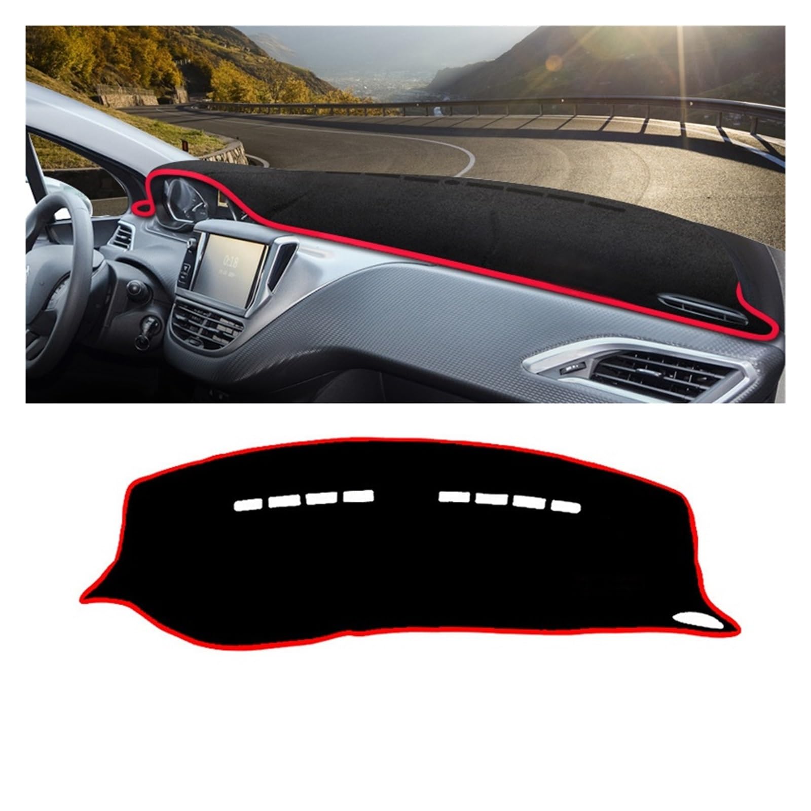 Gtdtixc Auto Interieur Zubehör Für Peugeot 2008 2013 2014 2015 2016 2017 2018 Auto Armaturenbrett Abdeckung Dash Matte Sonnenschutz rutschfeste Pad Interieurleisten Zubehör(A Red Side LHD) von Gtdtixc
