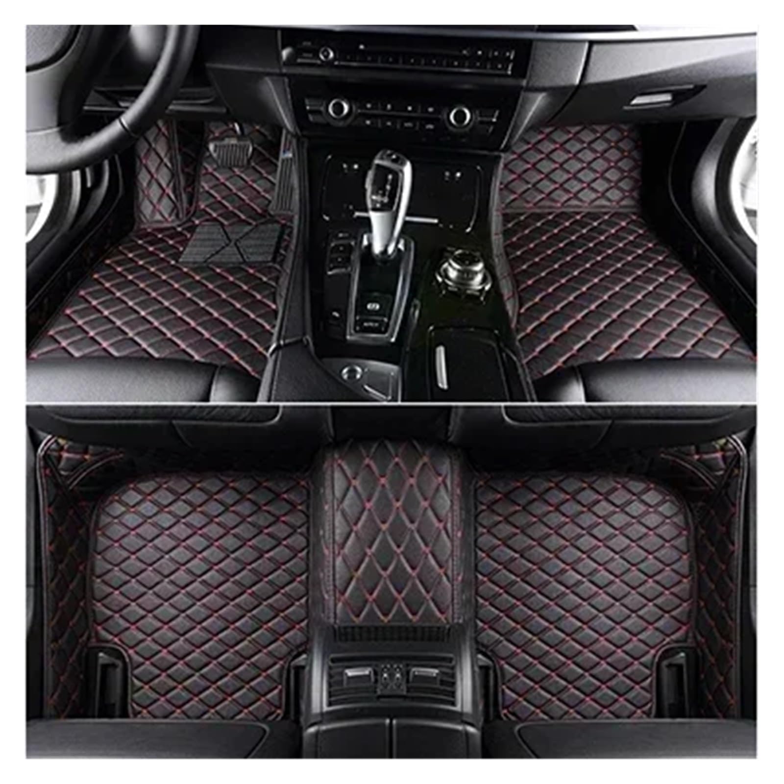 Gtdtixc Auto Interieur Zubehör Für Peugeot 3008 2020 2021 2022 2023 Benutzerdefinierte 3D-Volldeckungs-Auto-Fußmatten Innendetails Interieurleisten Zubehör(Black Red 5 Seat) von Gtdtixc