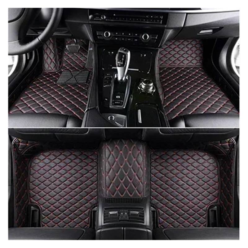 Gtdtixc Auto Interieur Zubehör Für Peugeot 3008 2020 2021 2022 2023 Benutzerdefinierte 3D-Volldeckungs-Auto-Fußmatten Innendetails Interieurleisten Zubehör(Black Red 5 Seat) von Gtdtixc