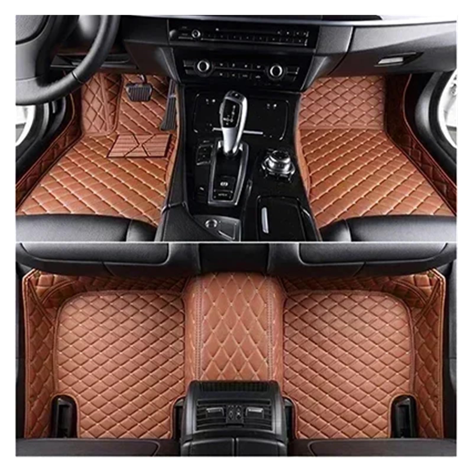 Gtdtixc Auto Interieur Zubehör Für Peugeot 3008 2020 2021 2022 2023 Benutzerdefinierte 3D-Volldeckungs-Auto-Fußmatten Innendetails Interieurleisten Zubehör(Brown 5 Seat) von Gtdtixc
