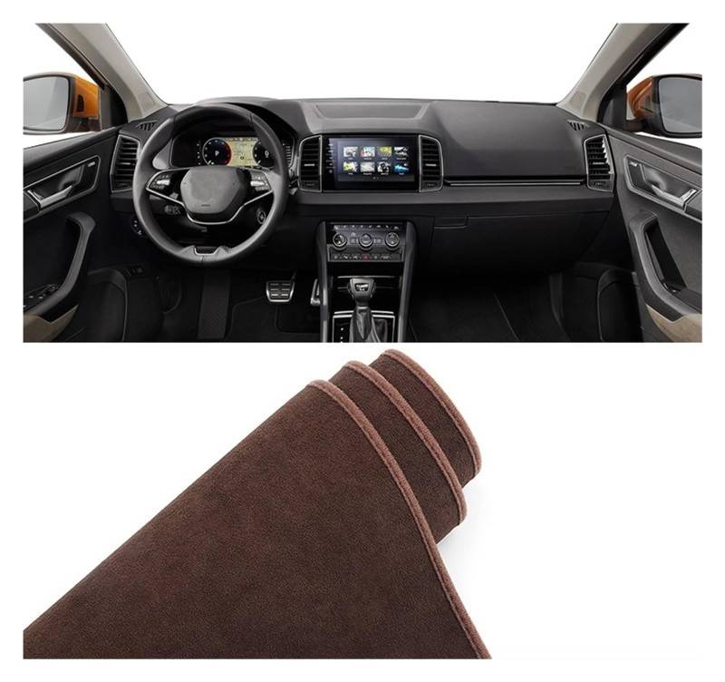 Gtdtixc Auto Interieur Zubehör Für Skoda Für Karoq 2017 2018 2019 2020 2021 2022 2023 Auto-Armaturenbrett-Abdeckung Sonnenschutz Vermeiden Sie Lichtmatte Interieurleisten Zubehör(B LHD Brown) von Gtdtixc