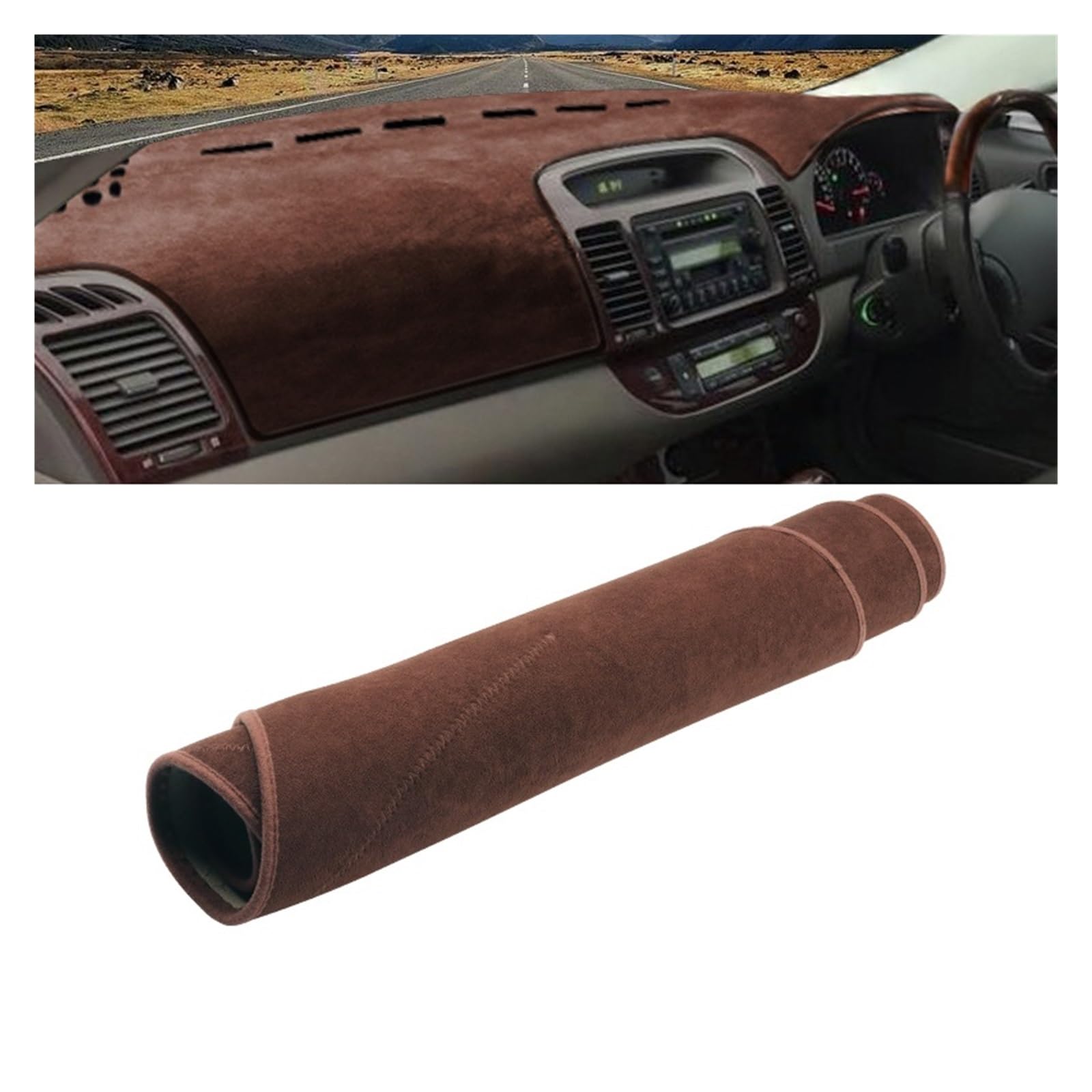 Gtdtixc Auto Interieur Zubehör Für Toyota Für Camry XV30 2002 2003 2004 2005 2006 Auto Armaturenbrett Abdeckung Dash Matte Sonnenschutz rutschfeste Pad Interieurleisten Zubehör(RHD Brown) von Gtdtixc