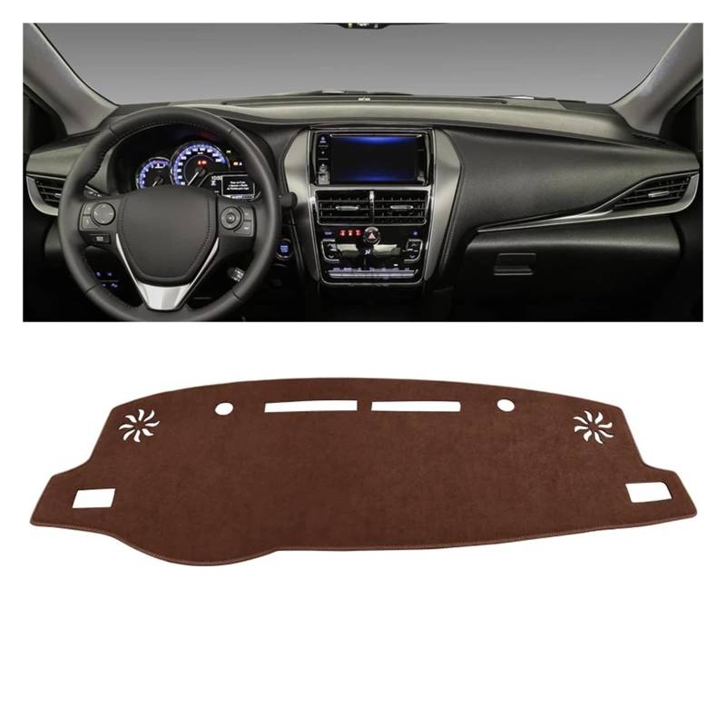 Gtdtixc Auto Interieur Zubehör Für Toyota Für Yaris Für Ativ 2019 2020 2021 2022 2023 Auto-Armaturenbrett-Abdeckung Dash Mat Sonnenschutz rutschfeste Unterlage Interieurleisten Zubehör(B LHD Brown) von Gtdtixc