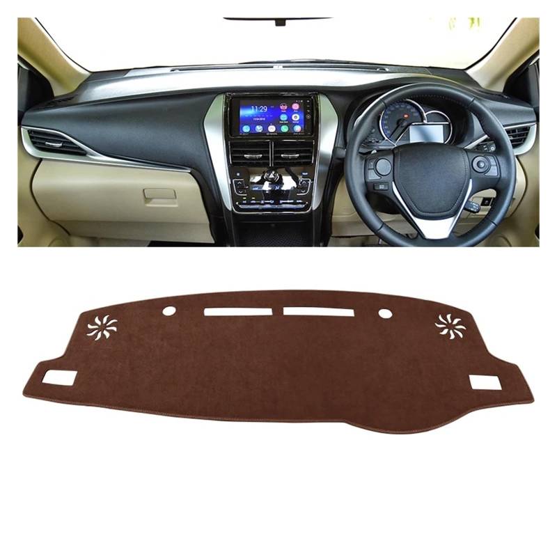 Gtdtixc Auto Interieur Zubehör Für Toyota Für Yaris Für Ativ 2019 2020 2021 2022 2023 Auto-Armaturenbrett-Abdeckung Dash Mat Sonnenschutz rutschfeste Unterlage Interieurleisten Zubehör(B RHD Brown) von Gtdtixc