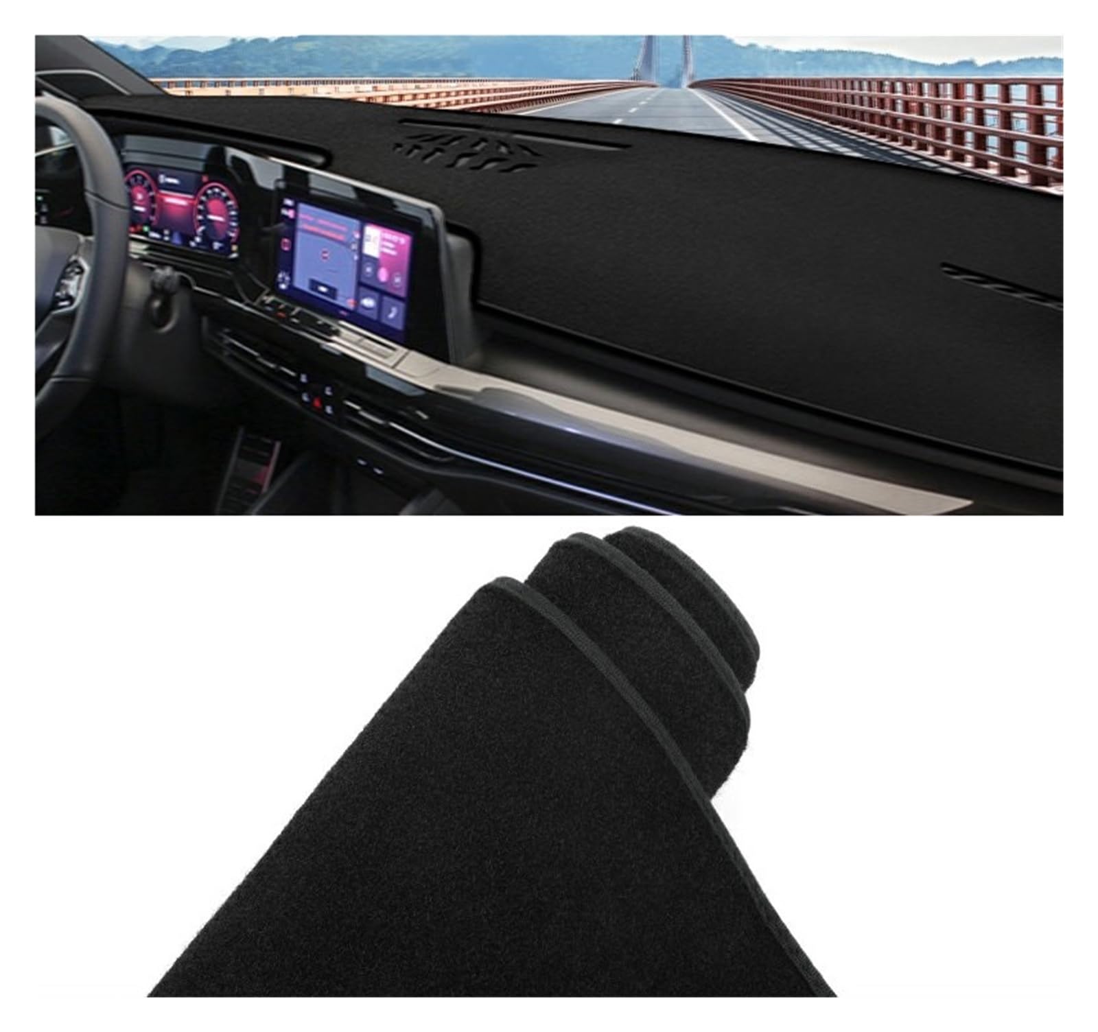 Gtdtixc Auto Interieur Zubehör Für VW Für Golf 8 MK8 2020 2021 2022 2023 Auto Armaturenbrett Abdeckung Matte Instrumententafel Anti-UV-Rutsch-Pad Interieurleisten Zubehör(A Black Side LHD) von Gtdtixc