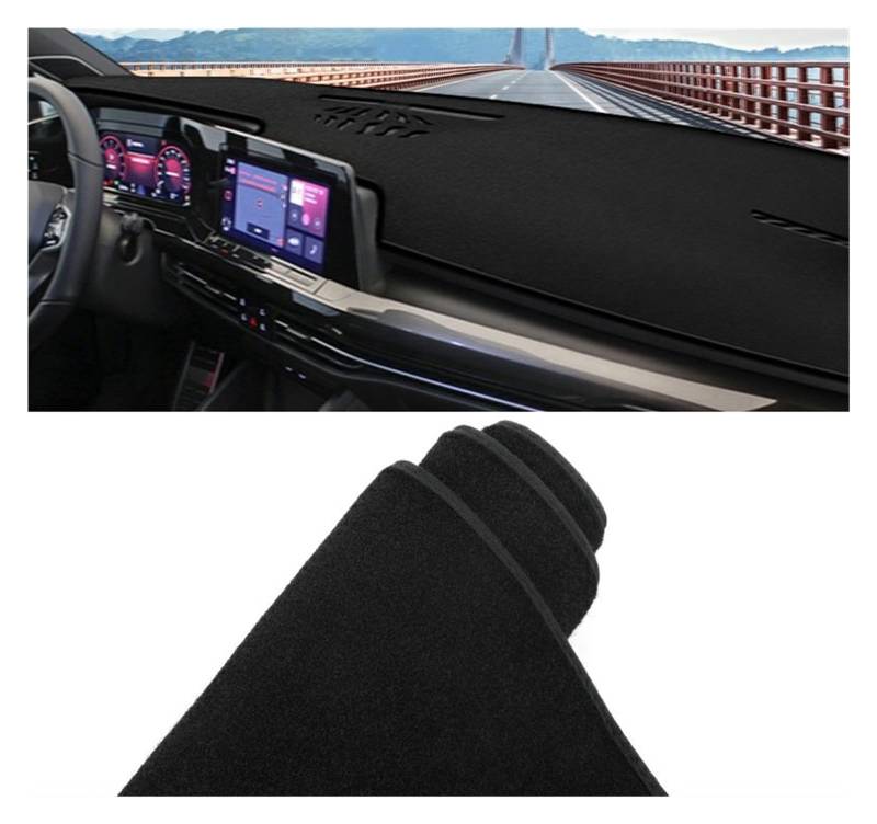 Gtdtixc Auto Interieur Zubehör Für VW Für Golf 8 MK8 2020 2021 2022 2023 Auto Armaturenbrett Abdeckung Matte Instrumententafel Anti-UV-Rutsch-Pad Interieurleisten Zubehör(A Black Side LHD) von Gtdtixc