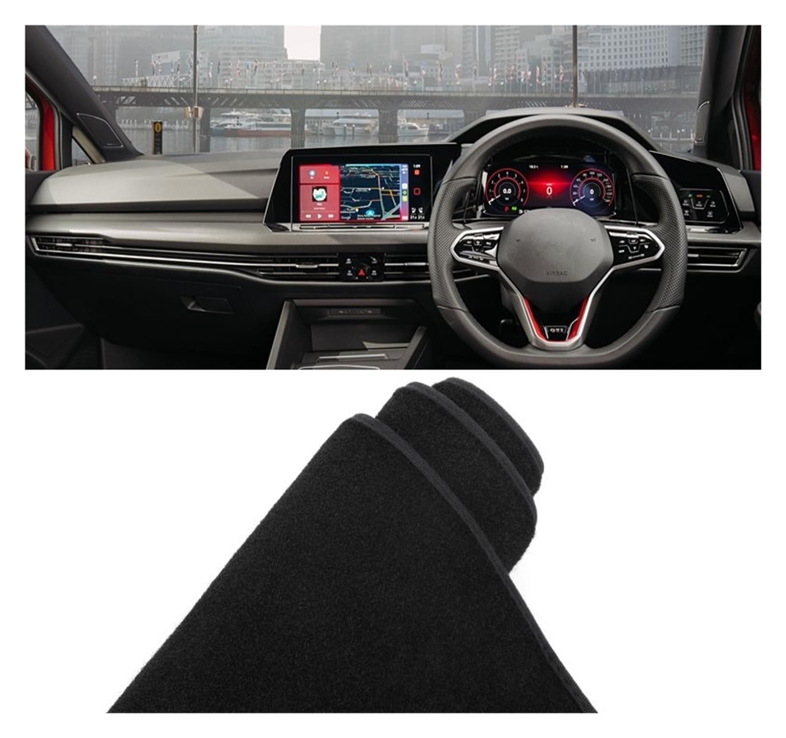 Gtdtixc Auto Interieur Zubehör Für VW Für Golf 8 MK8 2020 2021 2022 2023 Auto Armaturenbrett Abdeckung Matte Instrumententafel Anti-UV-Rutsch-Pad Interieurleisten Zubehör(A Black Side RHD) von Gtdtixc