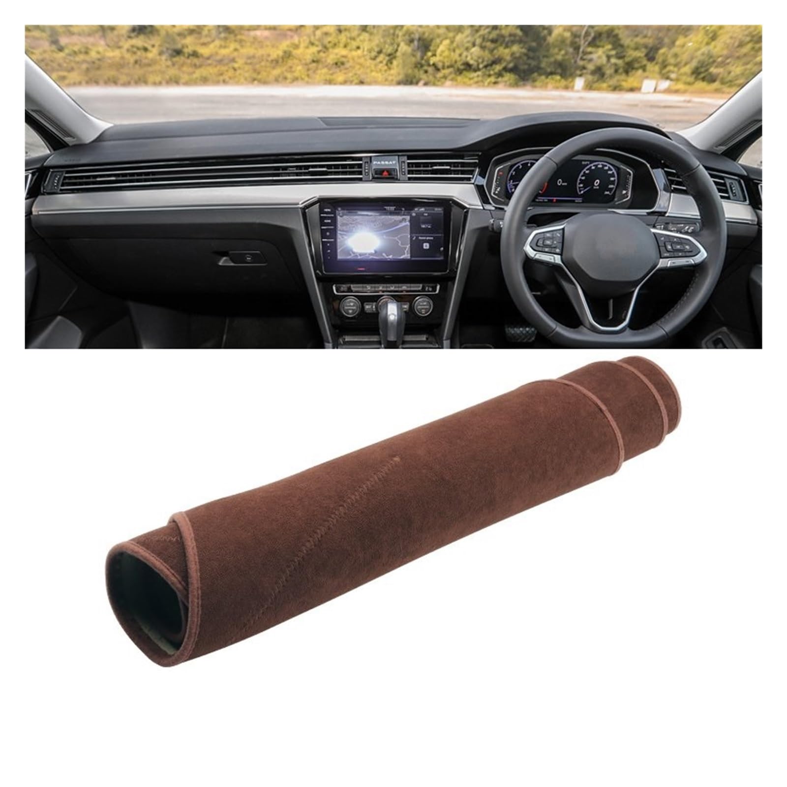 Gtdtixc Auto Interieur Zubehör Für VW Für Passat B8 2015 2016 2017 2018 2019 2020 2021 2022 2023 Auto Dashboard Abdeckung Dash Matte Sonnenschutz Pad Interieurleisten Zubehör(Brown RHD) von Gtdtixc