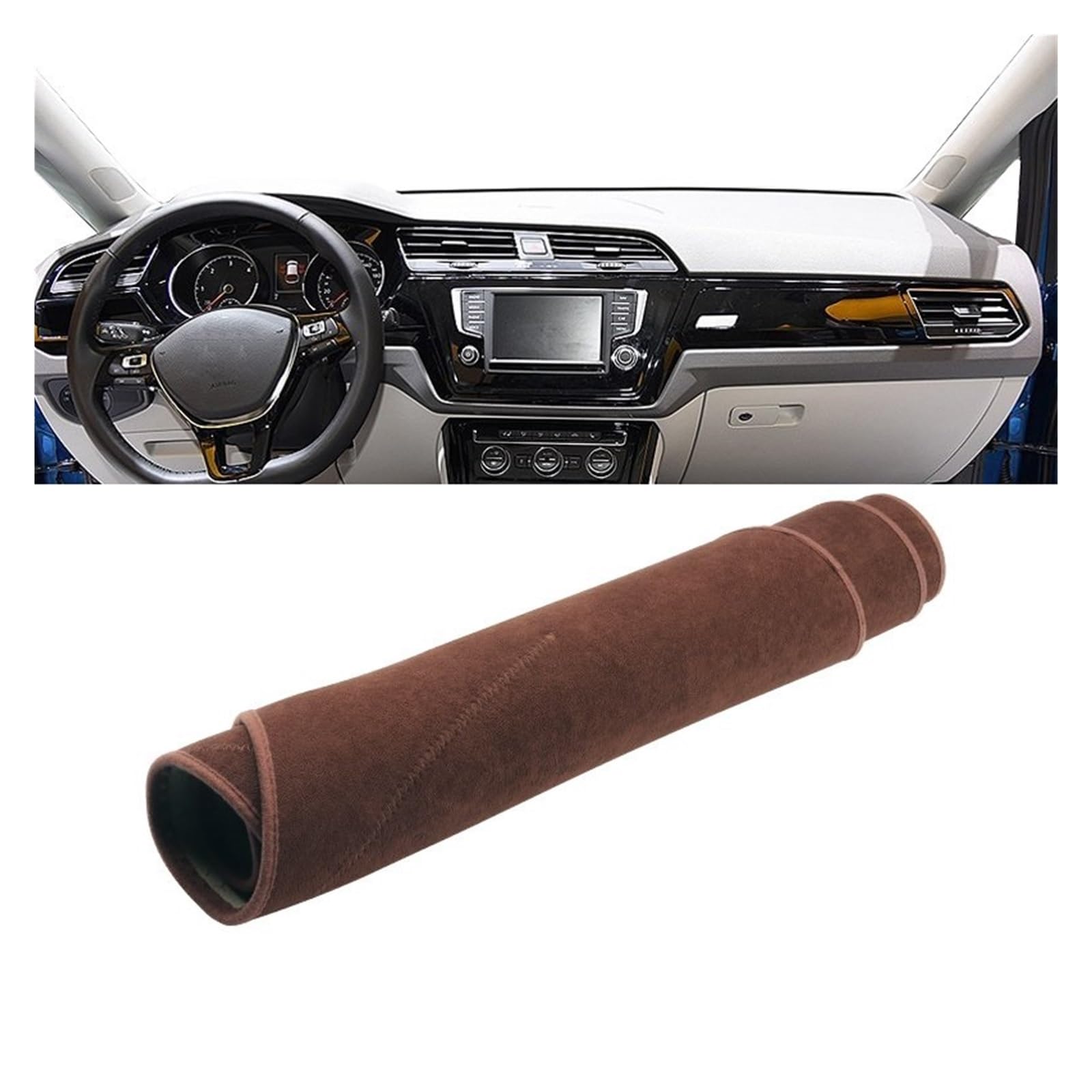 Gtdtixc Auto Interieur Zubehör Für VW Für Touran 5T 5T1 MK2 2016 2017 2018 2019 2020 2021 2022 2023 Auto Dashboard Abdeckung Matte Sonnenschutz Pad Interieurleisten Zubehör(B Brown) von Gtdtixc