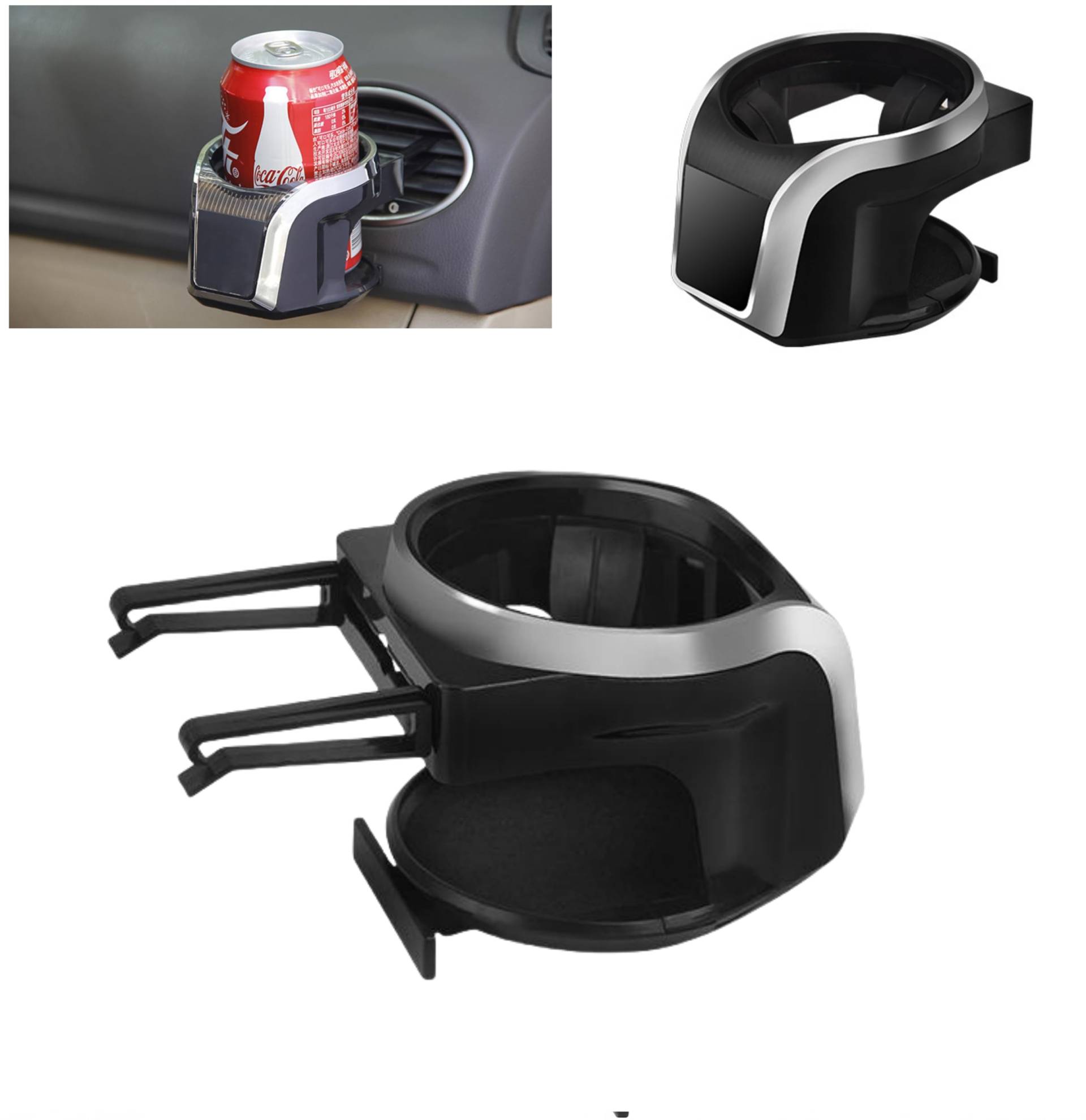 Getränkehalter Auto 2 in 1 Flaschenhalter Kaffee Handy Halterung Lüftung Multifunktion Auto Lüftungshalterung Handyhalterung (Silber2) von Guangyu