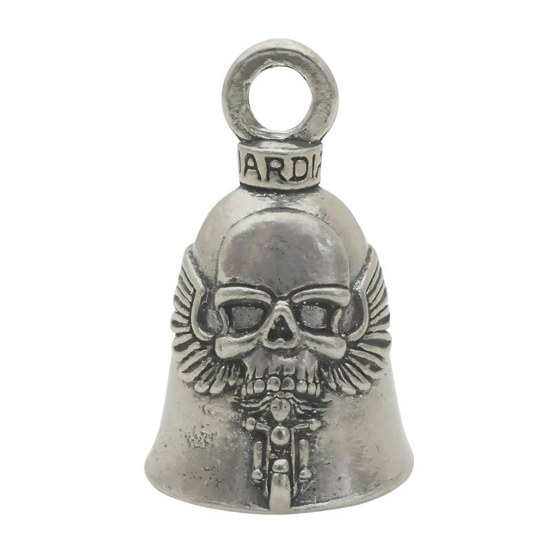 Guardian Bell GBGHST Ghost Rider Totenkopf auf Motorrad Biker Luck Gremlin Reitglocke oder Schlüsselanhänger, Silber, 3,8 cm von Guardian Bell