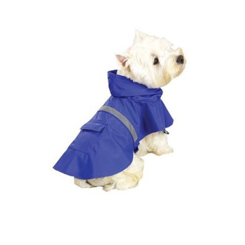 Guardian Gear Vinyl Hund Regen Jacke mit Reflektorstreifen, mittelgroß, Blau von Guardian