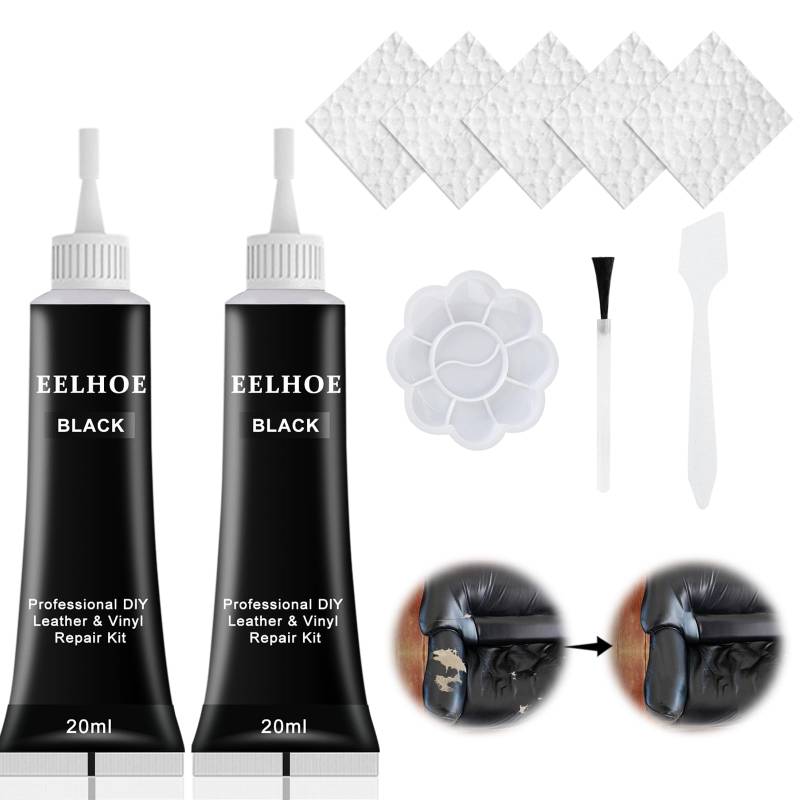 Gubuyi Leder Reparatur Set, Lederreparatur Creme,Lederreparaturset Schwarz,Flüssigleder Reparatur Set,Lederkratze Reparatur,Leder Restaurator,Leder Reparatur Füller Sofas,Schwarz,2PCS (Black) von Gubuyi