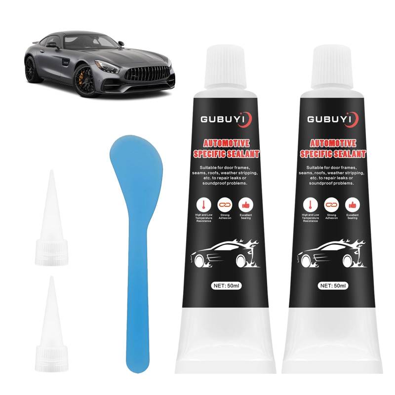 Scheibenkleber Auto, Kfz Dichtmasse, Karosseriekleber, Scheibenkleber Set, Karosserie Dichtmasse Auto, Gute Abdichtung für Autokarosserien, Windschutzscheiben, Autolichter-2 * 50ML von Gubuyi