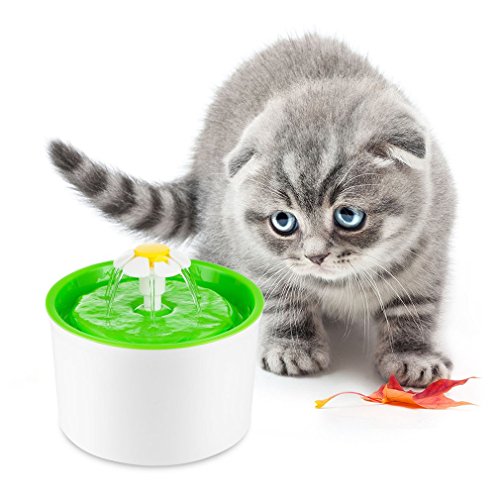 Gugutogo Elektrische Pet Water Feeder + Matte Blume Pet Fountain Hund Katze Wasserspender (Farbe: grün) von Gugutogo