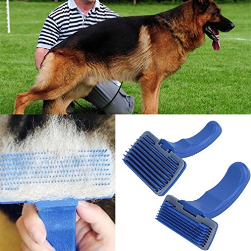 Gugutogo Hundekatze-Haar-schnelle saubere Verschütten-Werkzeug-Bürsten-Kamm-Hundesalon-Rechen-neue (Farbe: Blau) (Größe: L) von Gugutogo