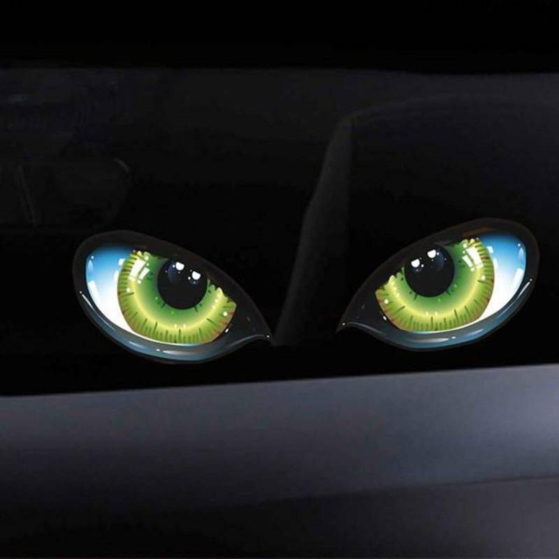 Gugutogo Lustige Design 3D Stereo reflektierende Katzenaugen Muster Auto Aufkleber Auto Seite Kotflügel Auge Aufkleber Selbstklebende Rückspiegel Aufkleber von Gugutogo