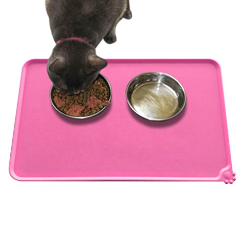 Gugutogo Pet Feeding Mat Soft Silikon Kätzchen Schüssel Tablett Matte Welpen Tischset Schüssel Pad (Farbe: pink) von Gugutogo
