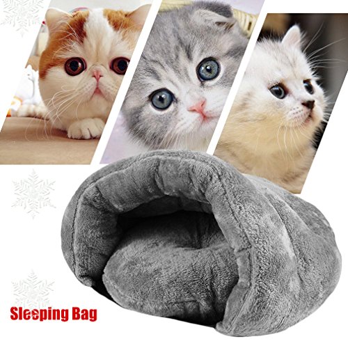 Gugutogo Weiche bequeme warme Katzen-Schlafsack-Haustier-Betten-halbe Abdeckung Winter-Nest (Farbe: dunkelgrau) von Gugutogo