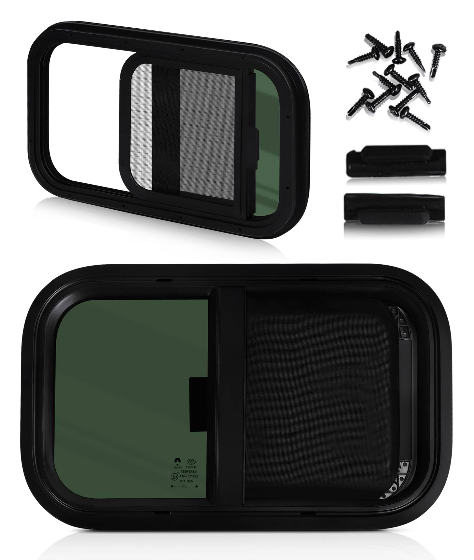 Gugxiom Wohnmobil-Fenster, Abgerundete Ecken, Wasserdicht, Versiegelt, Ersatz für Wohnmobil-Fenster, Glatt Poliert, Öffnungsgröße 500 X 300 Mm, Wohnmobil-Push-Pull-Fenster für von Gugxiom