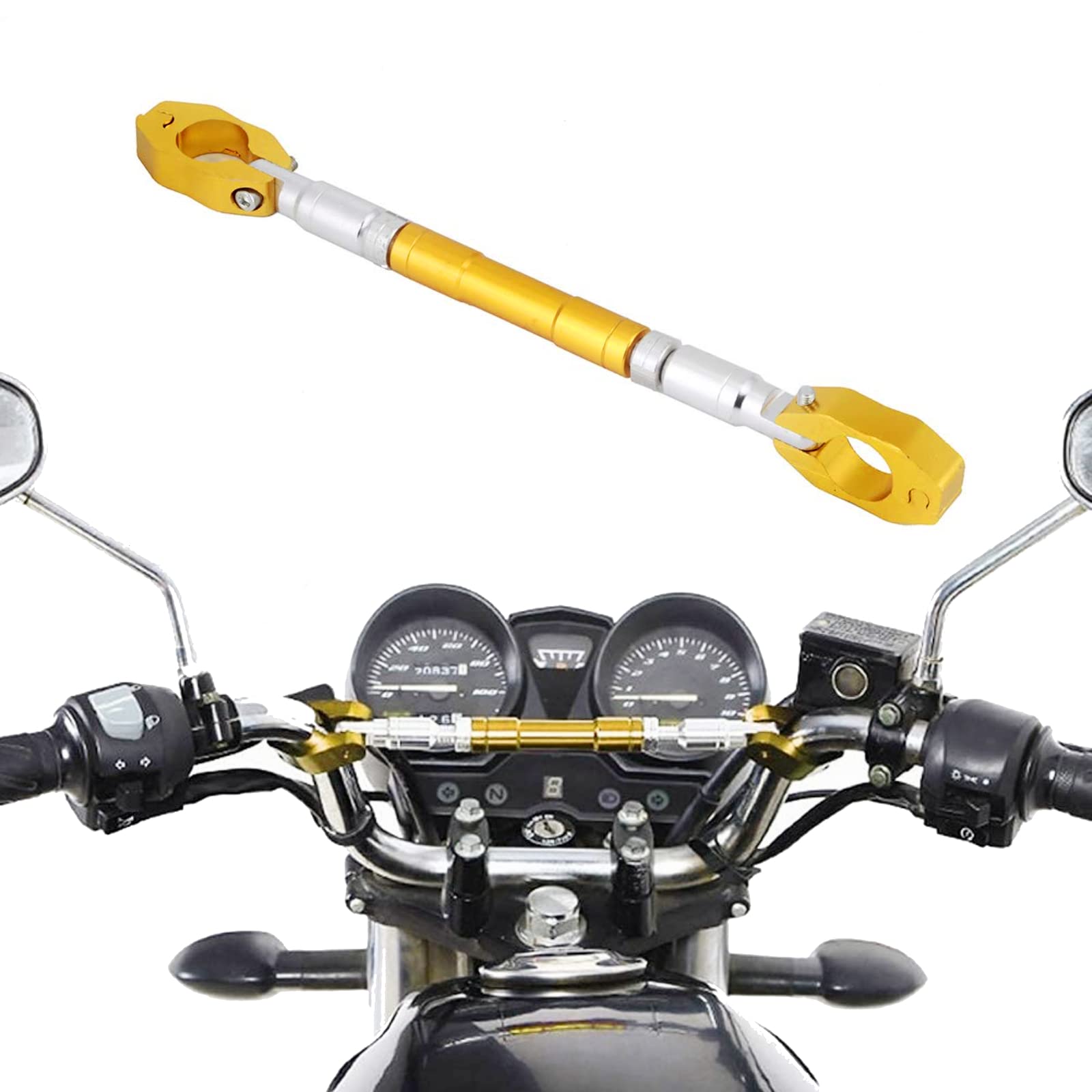 Motorrad Balance Bar, Motorrad Lenker Universal Verstellbare Balance Cross Lenker Verstärken Hebelstange Aluminiumlegierung Material FIT FÜR Motorrad(Gold) von Gugxiom