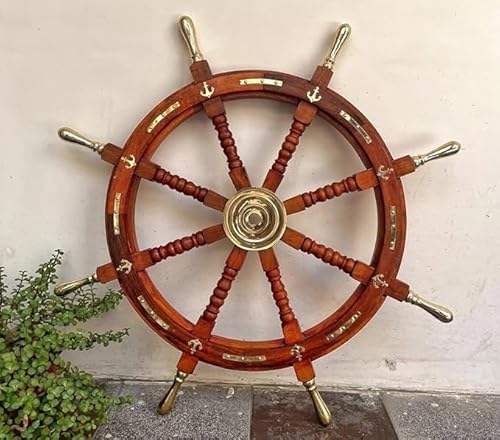 91,4 cm nautisches Holz Kapitän Schiff Boot Rad – Schiff Boot Lenkrad – Piratenschiff Rad – Weihnachtsdekoration personalisierte Geschenke 91,4 cm nautisches Holz Kapitän Schiff Boot Rad – Schiff Boot Lenkrad – Piratenschiff Rad – Weihnachtsdekoration personalisierte Geschenke von Gulvintilabcal