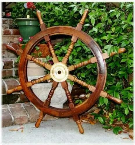 Big Ship Lenkrad aus Holz, 91,4 cm, antikes Messing, nautisches Piratenschiff Big Ship Lenkrad aus Holz, 91,4 cm, antikes Messing, nautisches Piratenschiff von Gulvintilabcal