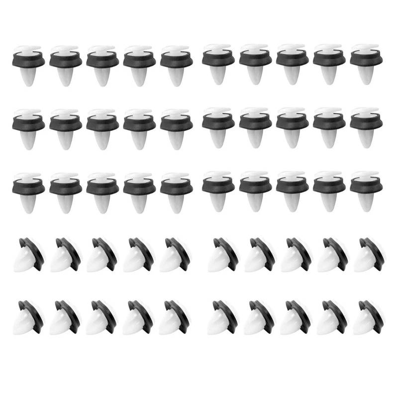 For FIAT mit 50 Stück Clips, 856543 71728806, Autotürverkleidungs-Clips aus Kunststoff, Verkleidung Clips mit schwarzer Gummidichtung für 9 mm Loch (50 pcs) von Guozyly