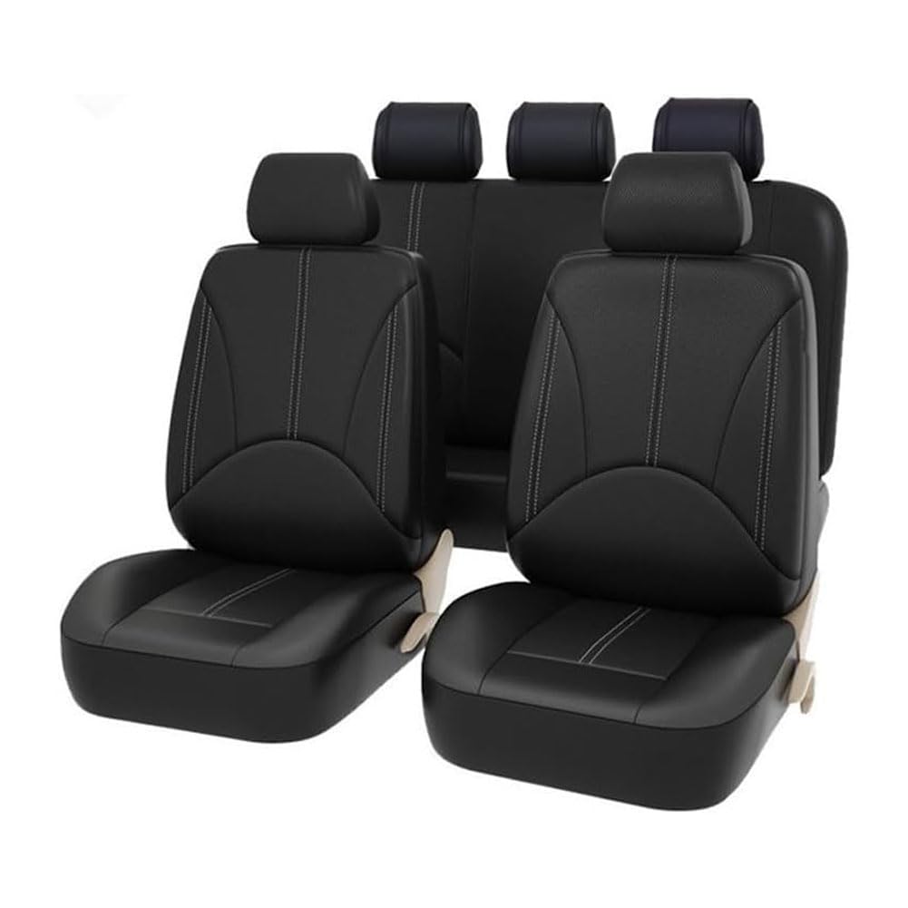 GuriDo Auto-Sitzbezug füR to-yota Landcruiser 2006-2016, Leder Komplett-Set Sitzbezug Wasserdicht Autositzschoner Innere ZubehöR,A/Black von GuriDo