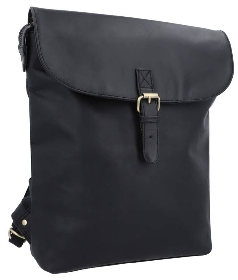 Gusti Fahrradrucksack Leder- Mauro G. Damen Rucksack Lederrucksack Lenkertasche Cityrucksack inkl. Platte KLICKfix Schwarz Leder 15L von Gusti