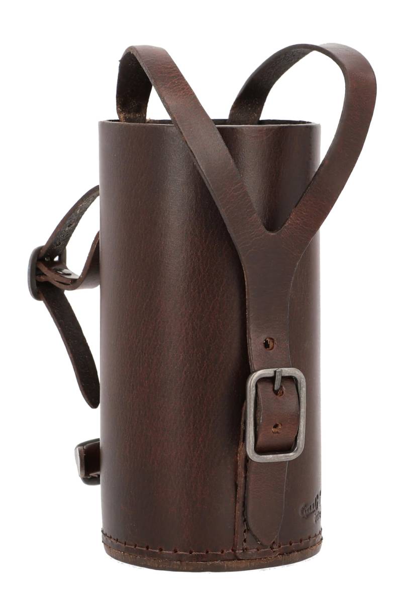 Gusti Flaschenhalter Leder - Connie für Fahrradlenker Getränkehalter Vintage Braun Leder von Gusti