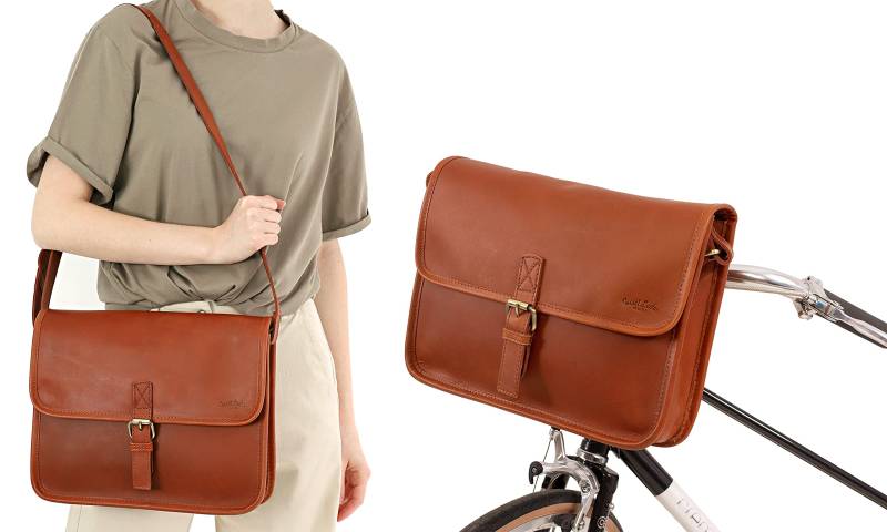 Gusti Lenkertasche Leder- Graeme O. Lenkertasche inkl. Platte Umhängetasche Fahrradtasche Ledertasche Vintage Leder Braun von Gusti