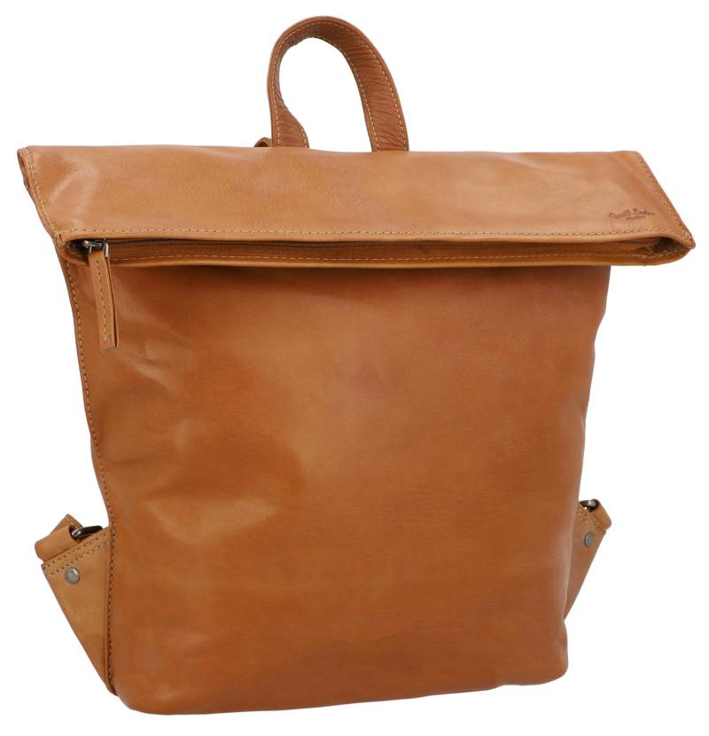 Gusti Lenkertasche Rucksack Leder - Moreno A. Fahrradrucksack Lederrucksack Cityrucksack Damen Herren kompatibel mit KlickFix Adapter für E-Bike Hellbraun von Gusti