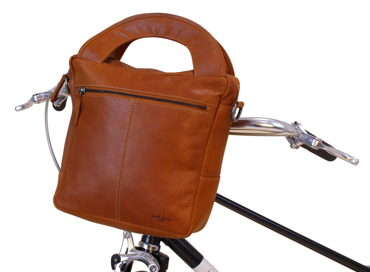 Gusti LenkertascheLeder- Vincente T. Lenkertasche inkl. Platte Gepäckträgertasche Fahrradschloss Fahrradtsache Vintage Braun Leder von Gusti