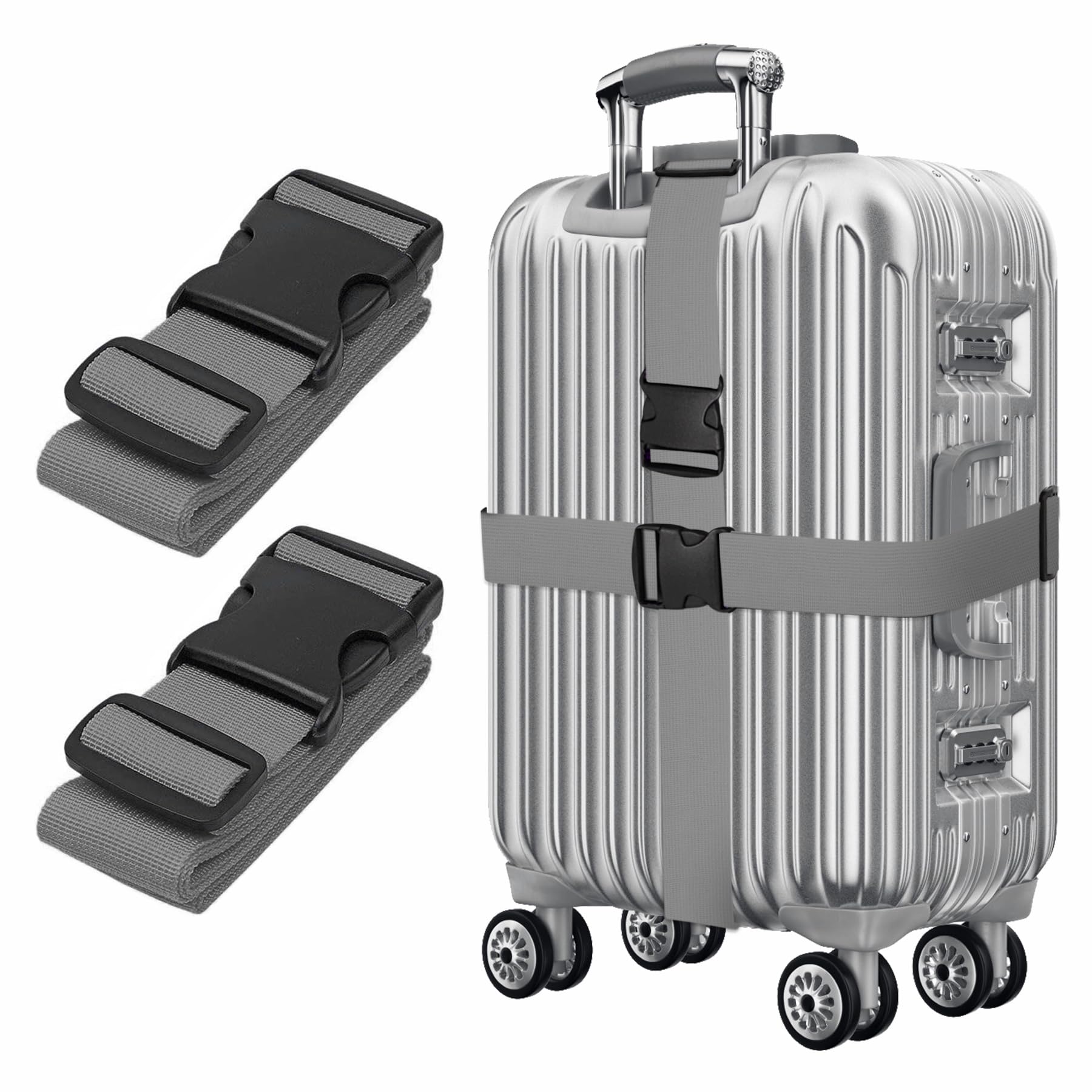 Grau Koffergurt Koffer Band 195cm Gepäckgurt Lang Koffer Gepäckgurte Kofferband Gurt mit klickverschluss Kofferbänder 2er Set Verstellbare Koffer Gepäckgurte Luggage Strap für Koffer Grau Koffergurt Koffer Band 195cm Gepäckgurt Lang Koffer Gepäckgurte Kofferband Gurt mit klickverschluss Kofferbänder 2er Set Verstellbare Koffer Gepäckgurte Luggage Strap für Koffer von Gyxcelc