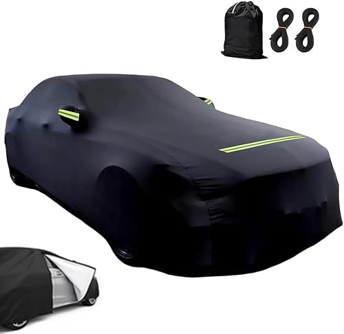 Autoabdeckung 190T/210D Sedan Autohülle Auto Autoplane Staubdicht Wasserdicht Autogarage Vollgarage Car Cover für 420-530 cm Limousine Schwarz (480x190x190cm) von Gziztx